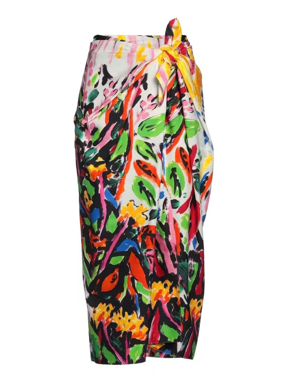 NWT Marni Multicolor Botanical Tie-Waist Midi Skirt Size 2